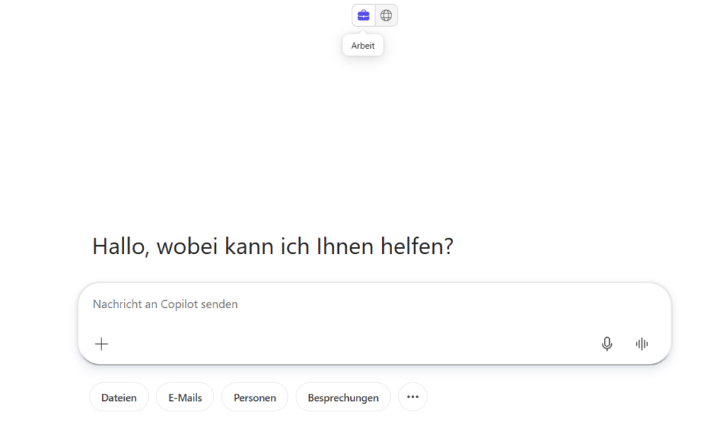 Ein Benutzer interagiert mit Microsoft 365, um Unterstützung von Copilot bei IT-Anfragen zu erhalten.